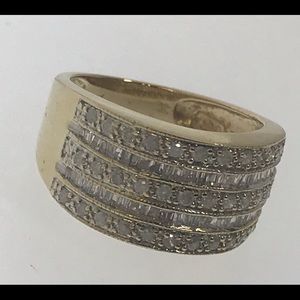 COPY - 14K YG baguette and round Diamond Ring